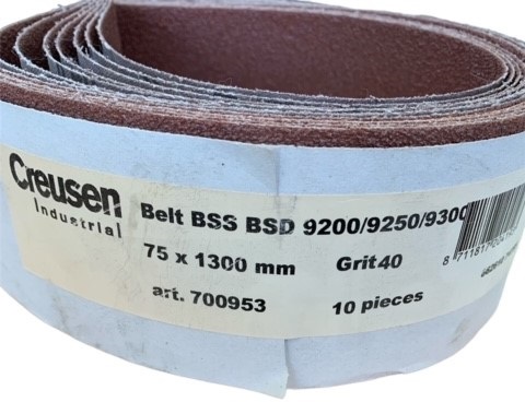 Belt with Straight Tape Joint 1300 x 75 mm, Grit 40 for Creusen BSS & BSD 9200/9250/9300 Combination D/E Linisher and Grinder - 700953 - Image 2