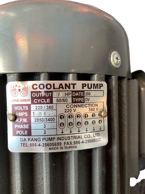 Coolant Pump - 1/2HP - 220/380V, 3ph, 50Hz - 178mm Stem Length - Image 2